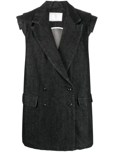 Société Anonyme Double-breasted Denim Waistcoat In Black