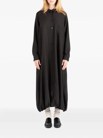 Société Anonyme Elasticated-hem Maxi Shirt Dress In Black
