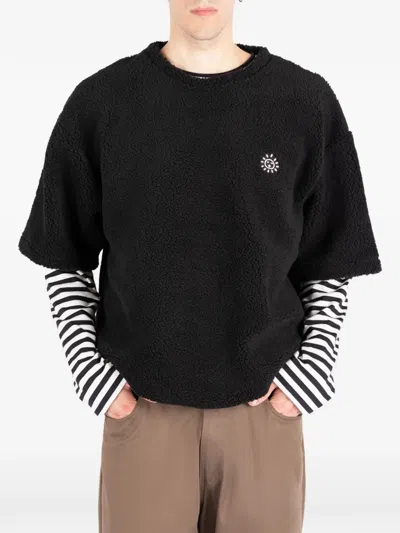 Société Anonyme Fleece-texture Logo-patch T-shirt In Blue