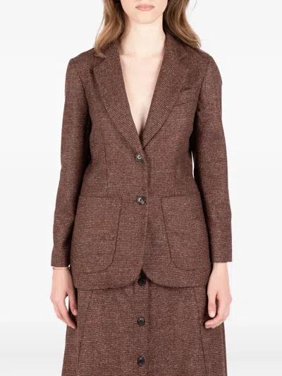 Société Anonyme Houndstooth-pattern Jacket In Brown