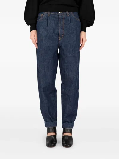 Société Anonyme Japr Pleated-cotton Jeans In Blue