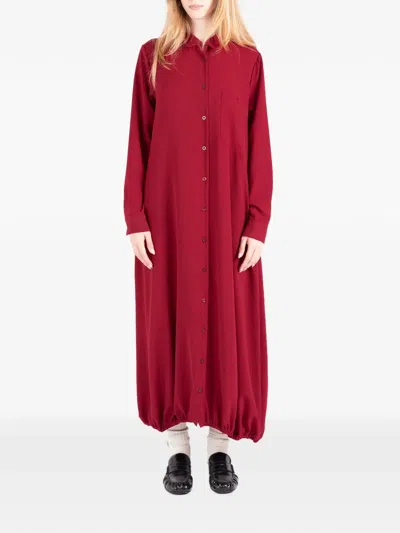 Société Anonyme Le Panier Bubble-hem Shirt Midi Dress In Red