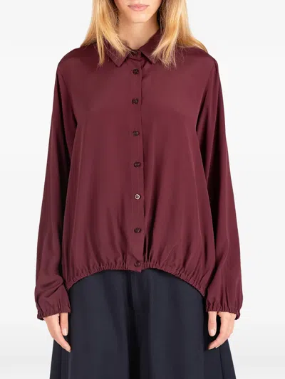 Société Anonyme Le Panier Elasticated-hem Long-sleeve Shirt In Red