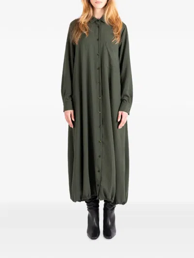 Société Anonyme Le Panier Long-sleeve Bubble-hem Maxi Dress In Green