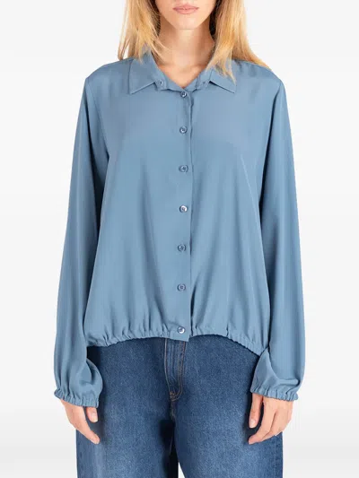 Société Anonyme Lepainer Elasticated-hem Long-sleeve Blouse In Blue