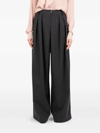 Société Anonyme Pinstripe Pleated Trousers In Gray