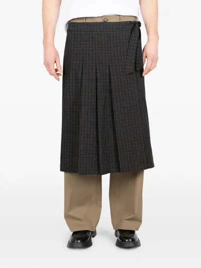 Société Anonyme Plaid Pleated Kilt Midi Skirt In Black