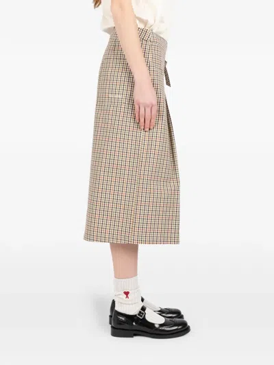 Société Anonyme Plaid Pleated Kilt Midi Skirt In Neutral