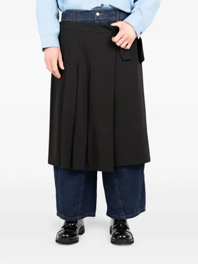 Société Anonyme Pleated Tie Midi Skirt In Black