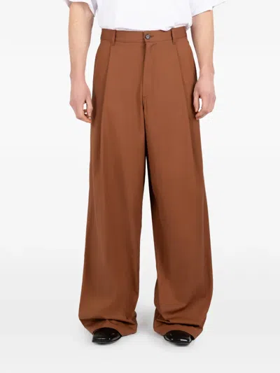 Société Anonyme Pleated Wide Trousers In Brown