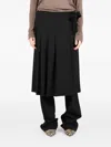 Société Anonyme Pleated Wrap Midi A-line Skirt In Black