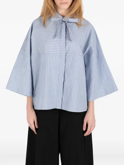 Société Anonyme Sakamoto Striped Bow Shirt In Blue