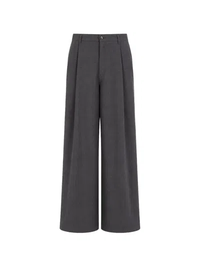 Société Anonyme St. Andrew Pleated Wide-leg Deadstock Cotton Trousers In Gray