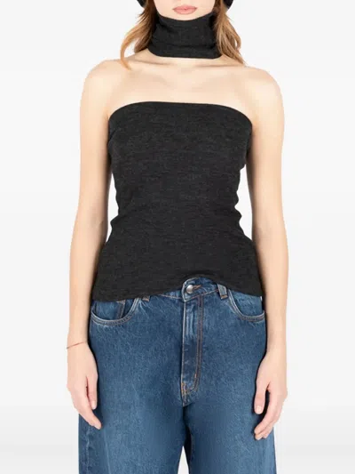 Société Anonyme Strapless Wool Top In Black