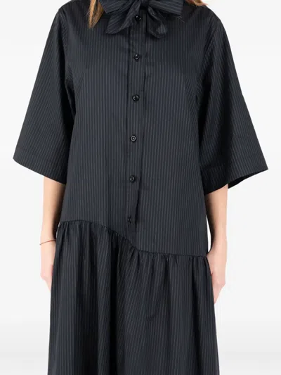 Société Anonyme Tie-detail Pinstriped Midi Dress In Black