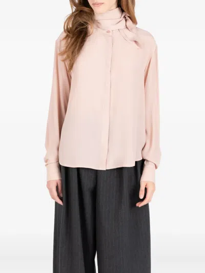 Société Anonyme Tie-neck Cotton Shirt In Neutral
