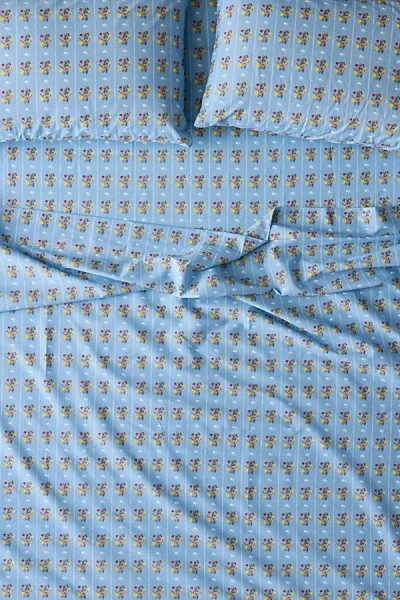 Society 6 Bright Posies & Stripe Brushed Cotton Sheet Set In Blue At Urban Outfitters