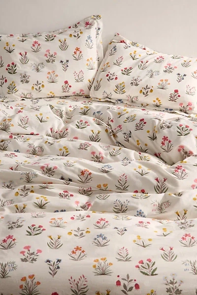 Society 6 Petite Fleur Brushed Cotton Duvet Cover Set In White At Urban Outfitters