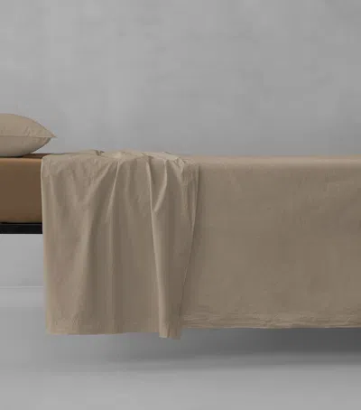 Society Limonta Cotton Nite Super King Flat Sheet In Brown