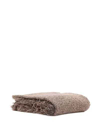 Society Limonta Frayed Textured Blanket (130cm X 180cm) In Brown
