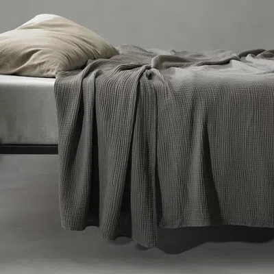 Society Limonta Free New Cotton Bedspread, King/queen In Fumo