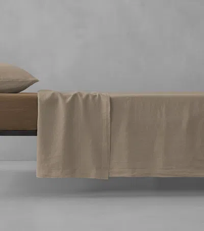 Society Limonta Linen Rem Super King Flat Sheet In Brown