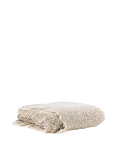 Society Limonta Multi Textured Fringed Blanket (130cm X 180cm) In Neutral