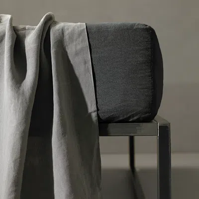 Society Limonta Rem Linen Fitted Sheet, Queen In Antracite