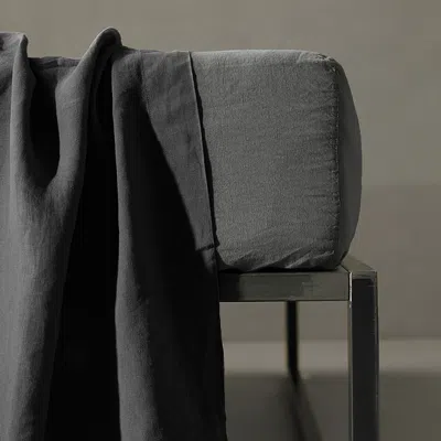 Society Limonta Rem Linen Fitted Sheet, Queen In Fumo