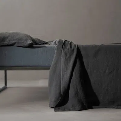 Society Limonta Rem Linen Flat Sheet, King/queen In Antracite