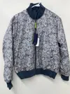 Society Of Threads Bomber Jacket Men Medium Gray Paisley Print Reversible App899 In Grey