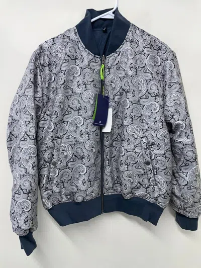 Society Of Threads Bomber Jacket Men Medium Gray Paisley Print Reversible App899 In Grey