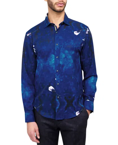 Society Of Threads Men's Performance Stretch Floral Shirt In Blue