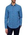 Society Of Threads Men's Regular Fit Non-iron Performance Stretch Micro Floral Print Button-down Shirt In Navy