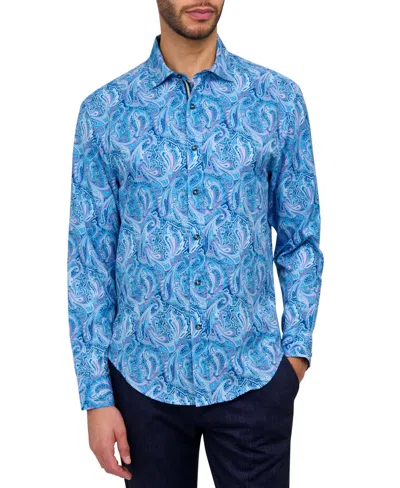 Society Of Threads Men's Performance Stretch Paisley Shirt In Navy