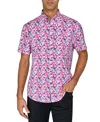 SOCIETY OF THREADS MEN'S REGULAR-FIT NON-IRON PERFORMANCE STRETCH BLURRED FLORAL BUTTON-DOWN SHIRT