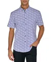 SOCIETY OF THREADS MEN'S REGULAR-FIT NON-IRON PERFORMANCE STRETCH MEDALLION-PRINT BUTTON-DOWN SHIRT
