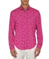 SOCIETY OF THREADS MEN'S REGULAR-FIT NON-IRON PERFORMANCE STRETCH ROSE-PRINT BUTTON-DOWN SHIRT