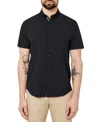 Society Of Threads Men's Regular Fit Non-iron Performance Stretch Solid Button-down Shirt In Black