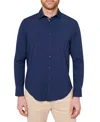 Society Of Threads Men's Regular Fit Non-iron Performance Stretch Solid Button-down Shirt In Navy