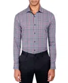 Society Of Threads Men's Regular Fit Non-iron Plaid-print Performance Stretch Dress Shirt In Burgundy