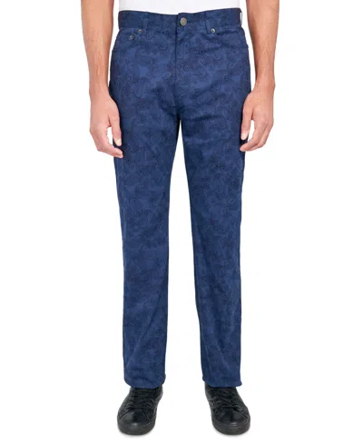 Society Of Threads Men's Regular-fit Stretch Paisley Pants In Navy