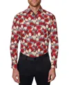 Society Of Threads Men's Slim Fit Non-iron Floral-print Performance Stretch Dress Shirt In Multi