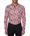 Society Of Threads Men's Slim Fit Non-iron Floral-print Performance Stretch Dress Shirt In Multi