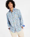 Society Of Threads Men's Slim-fit Performance Stretch Floral Print Long-sleeve Button-down Shirt In Multi