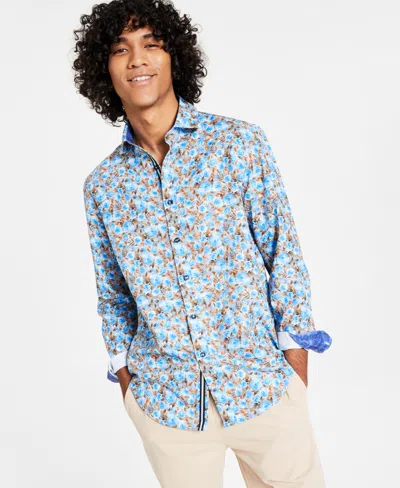 Society Of Threads Men's Slim-fit Performance Stretch Floral Print Long-sleeve Button-down Shirt In Multi