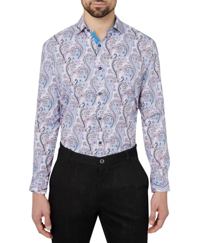Society Of Threads Men's Slim Fit Non-iron Paisley-print Performance Stretch Dress Shirt In Lilac