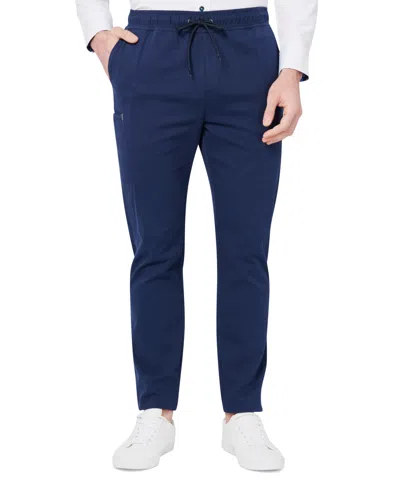 Society Of Threads Men's Slim Fit Solid Drawstring Pants In Navy