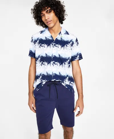 Society Of Threads Men's Slim Fit Solid Drawstring Shorts In Navy