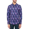 Society Of Threads Mens Printed Polyester Button-down Shirt In Purple